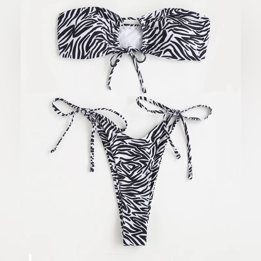 Zebra Print Bandeau Bikini